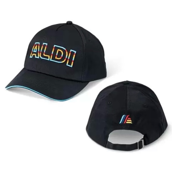 ALDI Gear Spring 2024 Unisex Black Baseball Hat / Cap with Rainbow Logo - Picture 1 of 5
